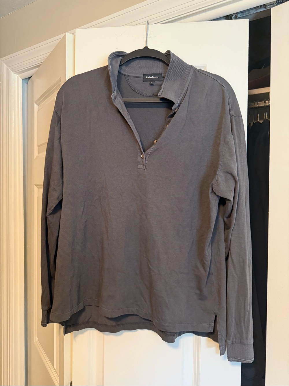 Richer Poorer Long Sleeve Pullover Shirt - Charcoal Gray